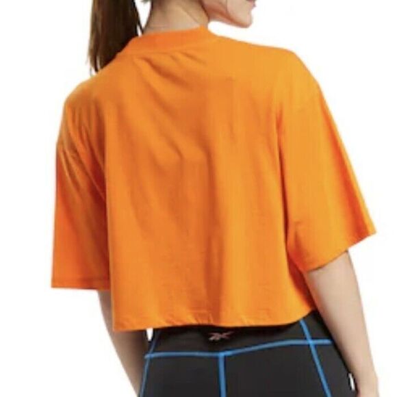 Reebok Medium HTF Womens Meet You There MYT Crop Graphic 95 T-Shirt Orange 0731 - Picture 3 of 12